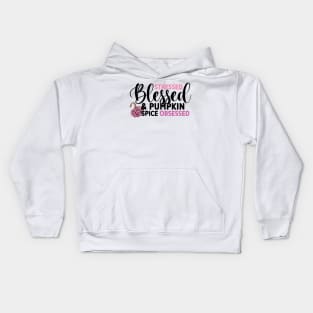 Stressed Blessed and Pumpkin Spice Obsessed, Pink Leopard Pumpkin Kids Hoodie